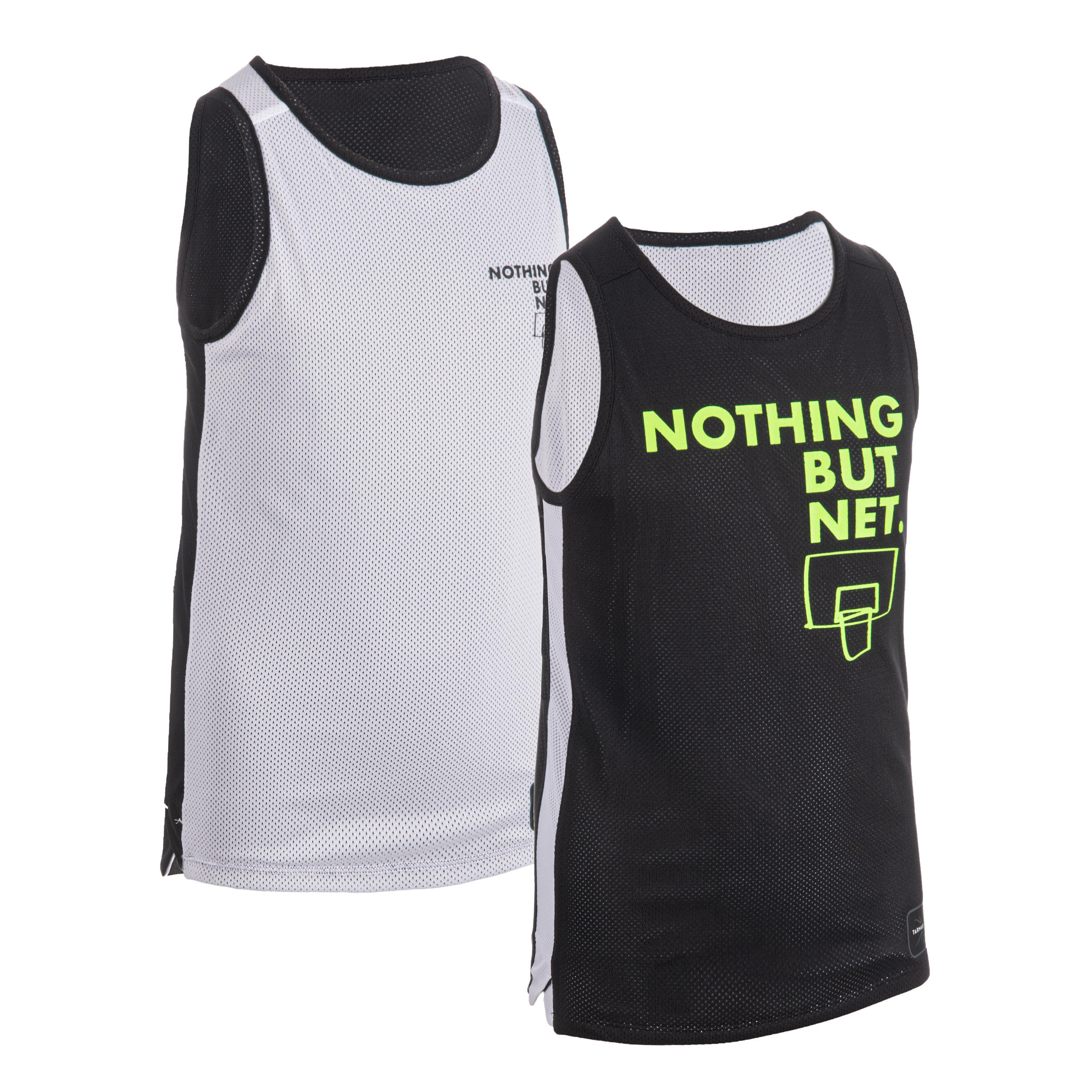 Kids' Reversible Sleeveless Basketball Jersey T500R - Black/White Noth 2/8