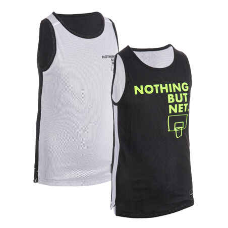Boys'/Girls' Intermediate Reversible Basketball Jersey T500R - Black/White Noth