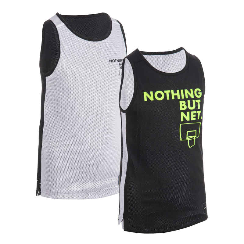 Boys'/Girls' Intermediate Reversible Basketball Jersey T500R - Black/White Noth
