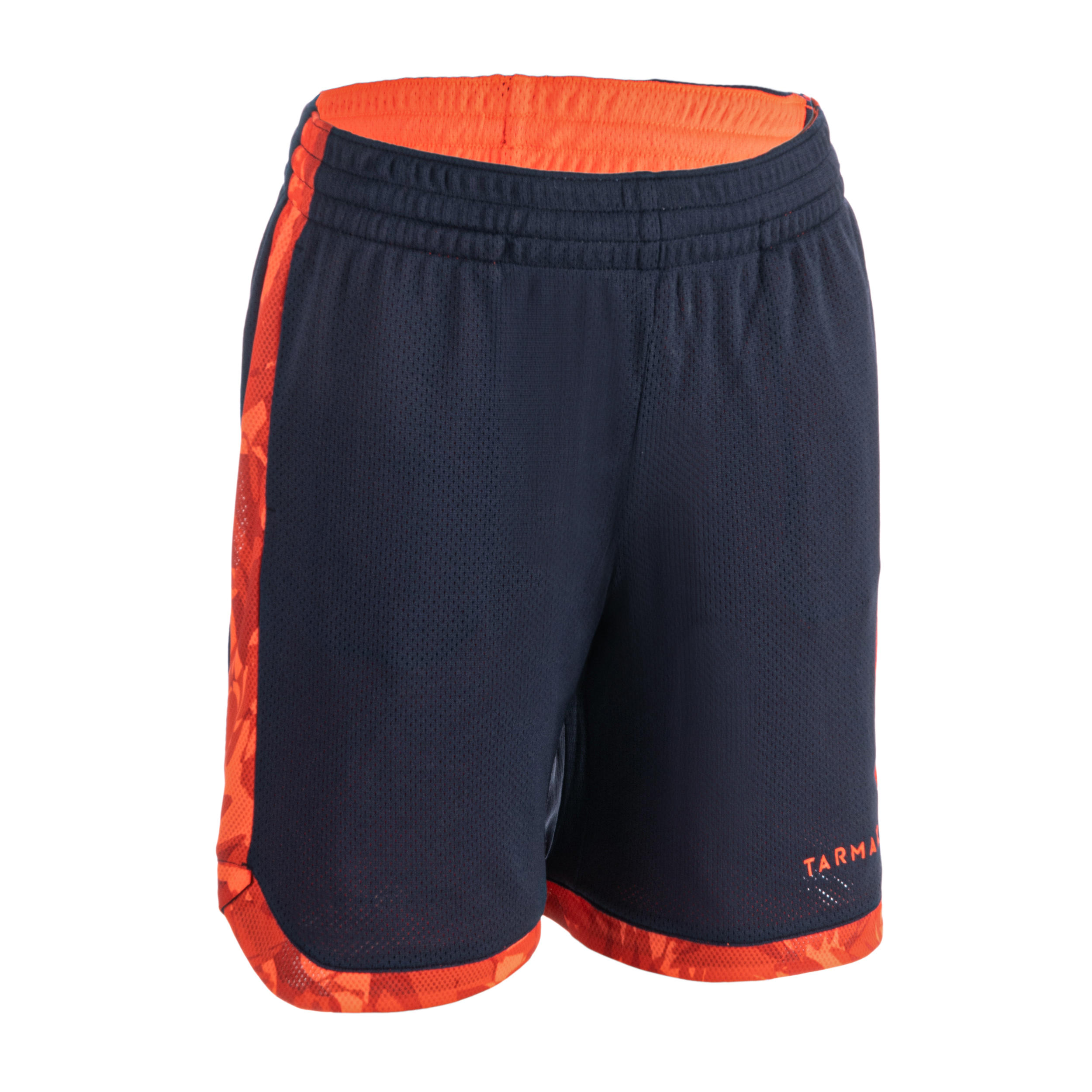 Boys'/Girls' Intermediate Reversible Basketball Shorts SH500R - Navy/Orange 2/7