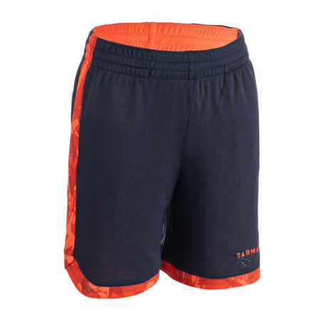 Boys'/Girls' Intermediate Reversible Basketball Shorts SH500R - Navy/Orange