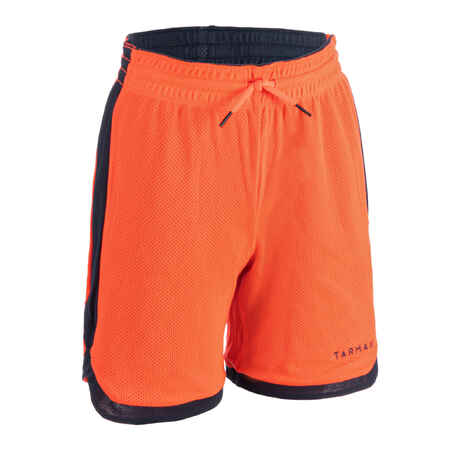 Boys'/Girls' Intermediate Reversible Basketball Shorts SH500R - Navy/Orange