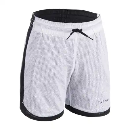 Celana Bola Basket Bisa Dibalik Pemain Menengah Putra/Putri SH500R - Putih/Hitam