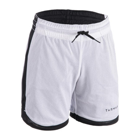 Boys Girls Intermediate Reversible Basketball Shorts Sh500r White Black Decathlon Boys Girls Intermediate Reversible Basketball Shorts Sh500r White Black Decathlon