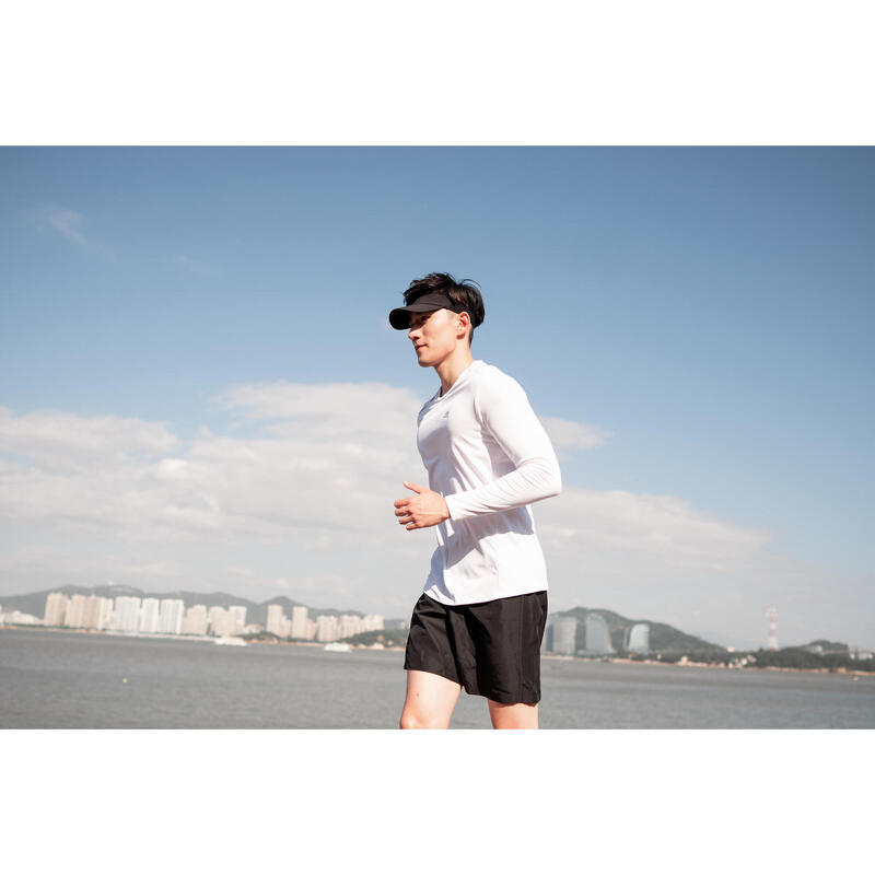 Bluză alergare jogging Sun Protect Anti-UV respirantă Alb Bărbați 