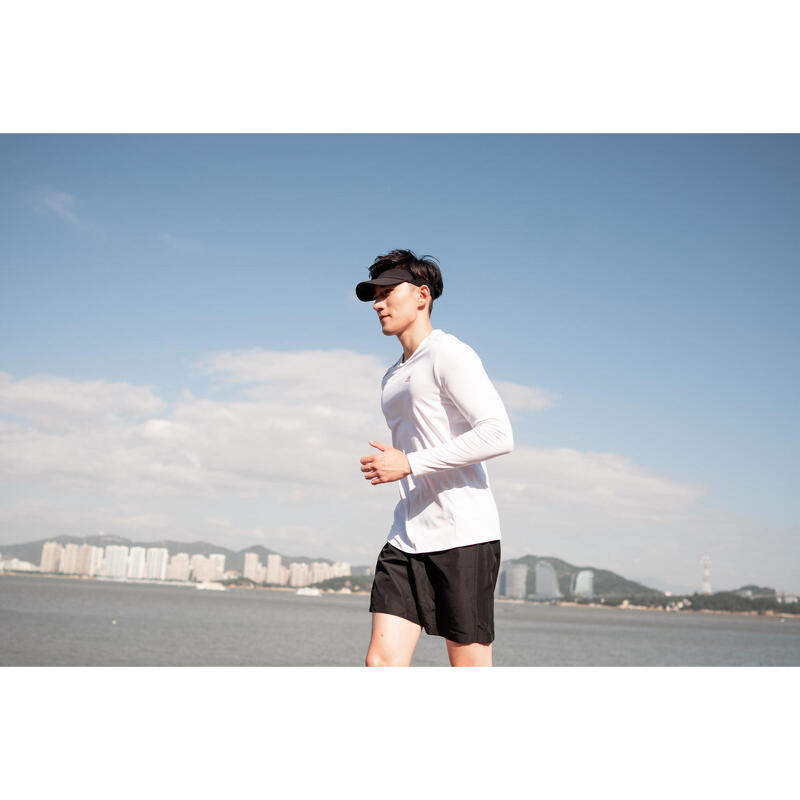 Camiseta running manga larga transpirable hombre - Sun Protect blanco