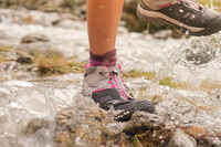 Children's waterproof lace-up walking shoes  CROSSROCK MID size 3-5 - Grey