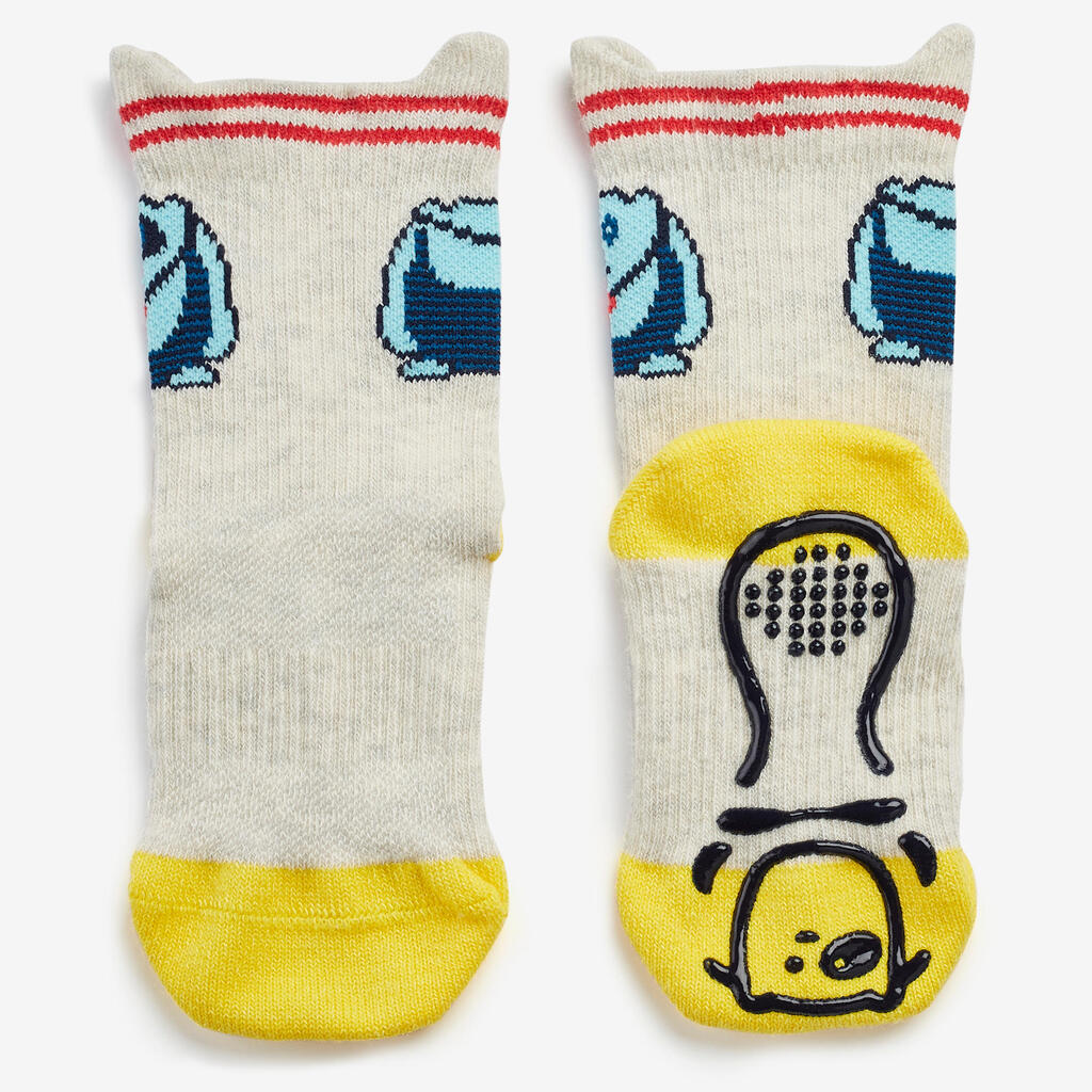 Kids' Non-Slip Mid-High Socks 600 - Pink with Pattern