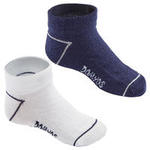 Domyos Sokken voor kleutergym 100 low set van 2 paar wit/marineblauw