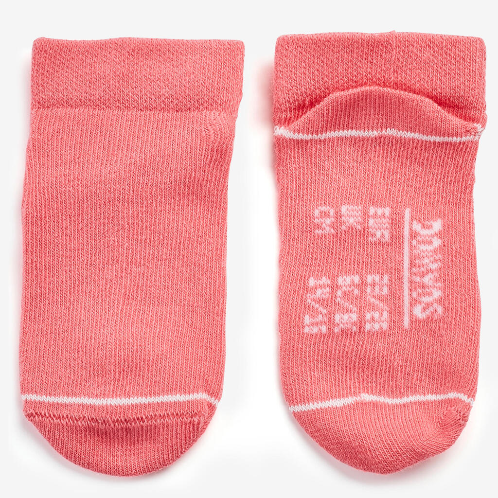 Detské nízke ponožky 100 na cvičenie biele/ružové 2 páry 
