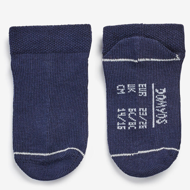 Basic sokken voor kinderen laag set van 2 paar wit/marineblauw