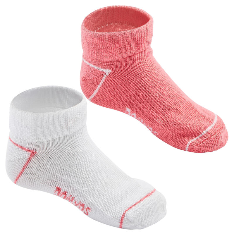Dětské sportovní ponožky 100 nízké 2 páry bílo-růžové