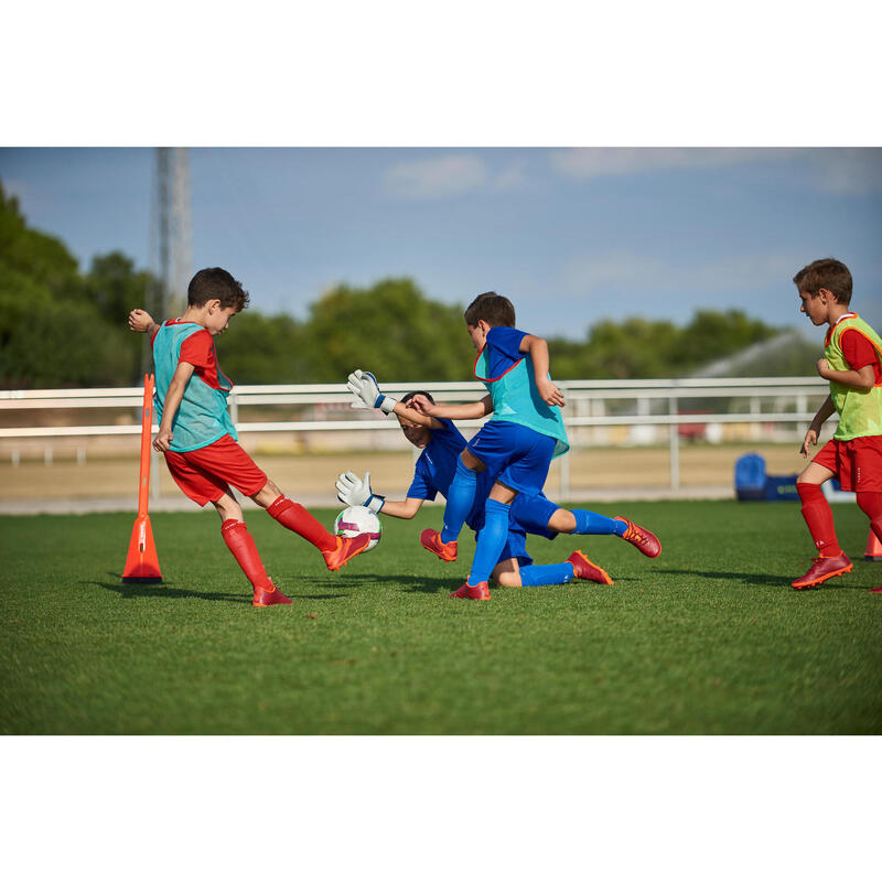 Guantes Portero Fútbol F500 Niños Azul y Amarillo