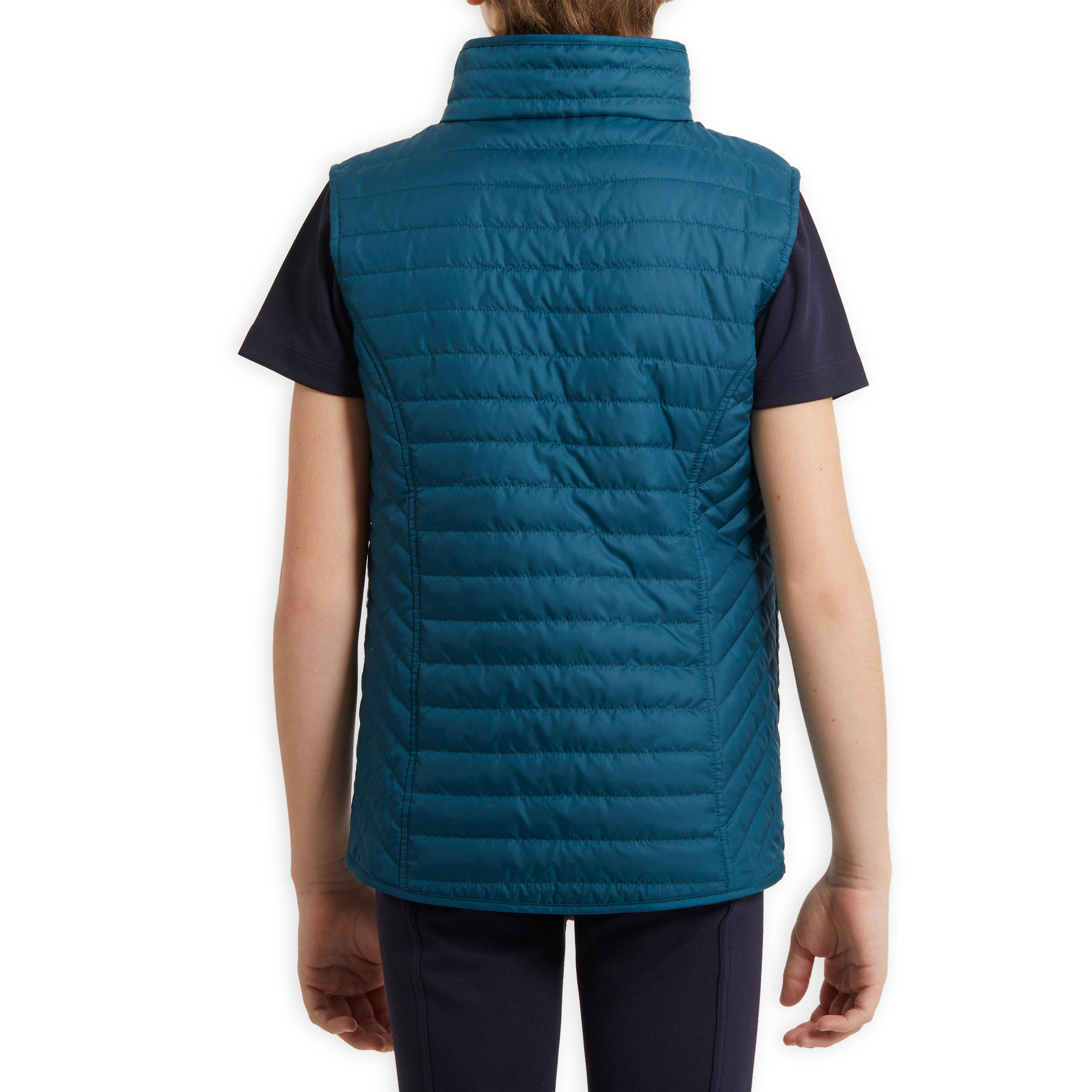 Kids' Horse Riding Sleeveless Padded Jacket 100 - Petrol Blue -  4