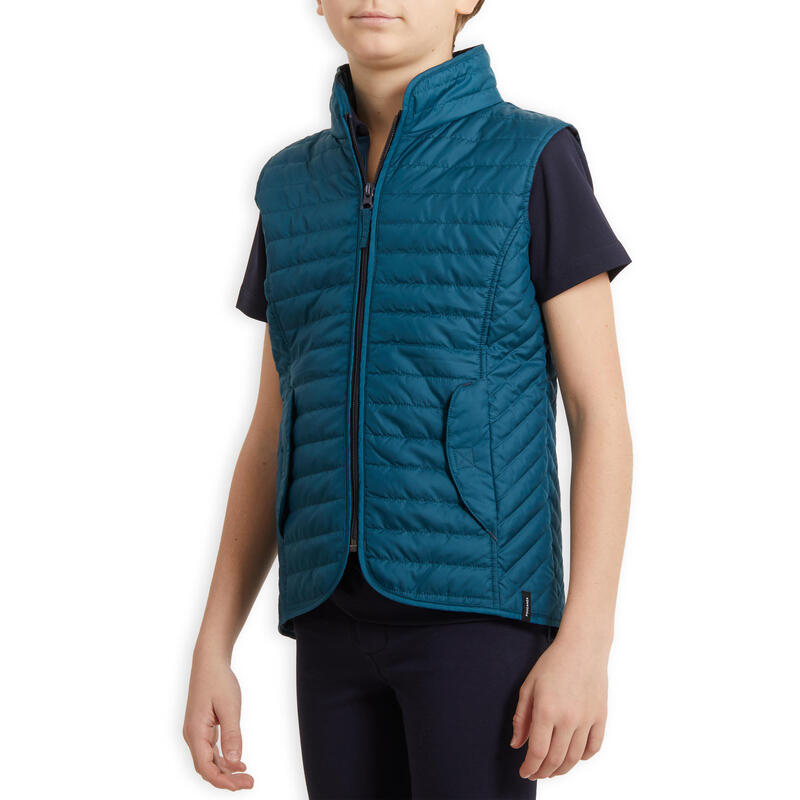 Bodywarmer voor paardrijden kinderen 100 petrolblauw