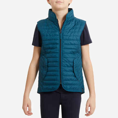 Kids' Horse Riding Sleeveless Padded Jacket 100 - Petrol Blue