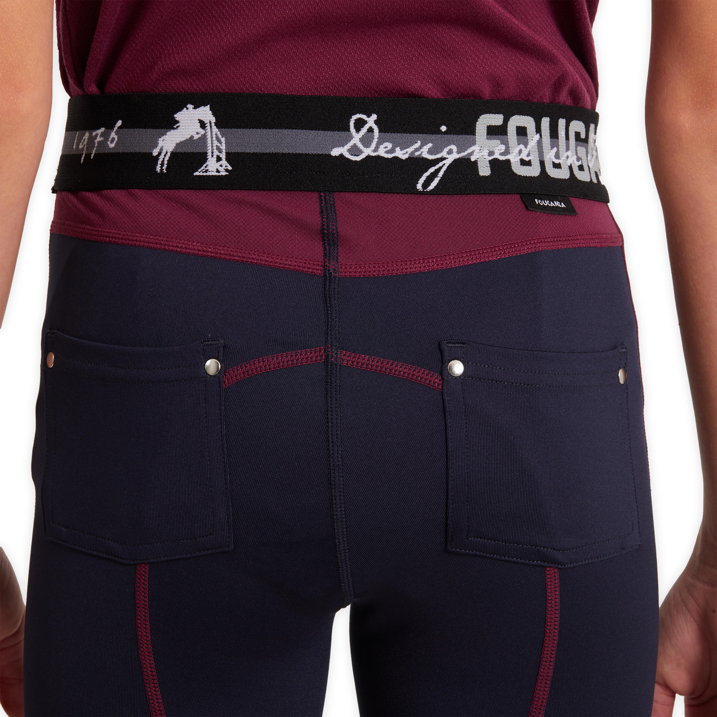 Kids' Horse Riding Jodhpurs 100 Light - Navy Blue/Plum 7/9