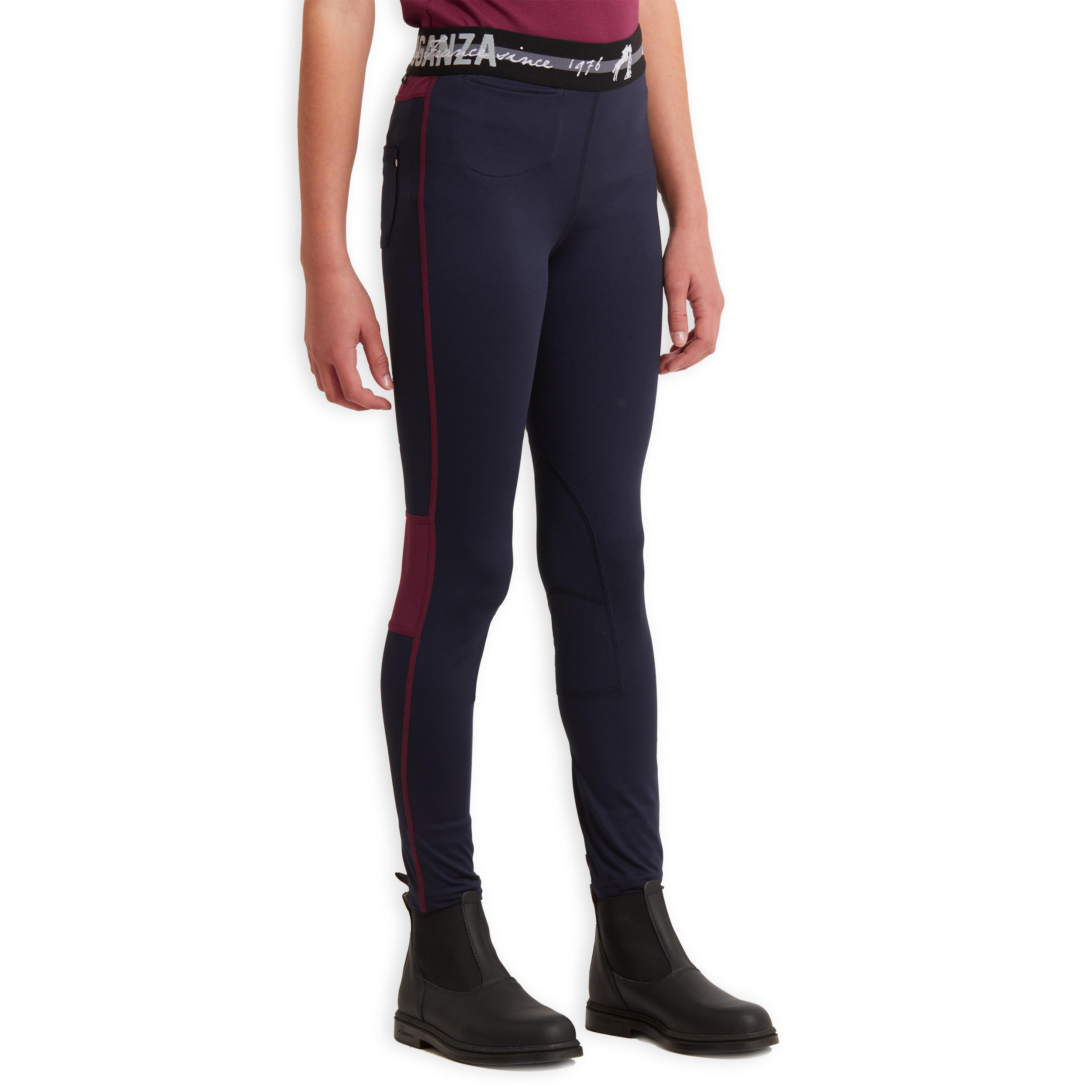 Kids' Horse Riding Jodhpurs 100 Light - Navy Blue/Plum 5/9