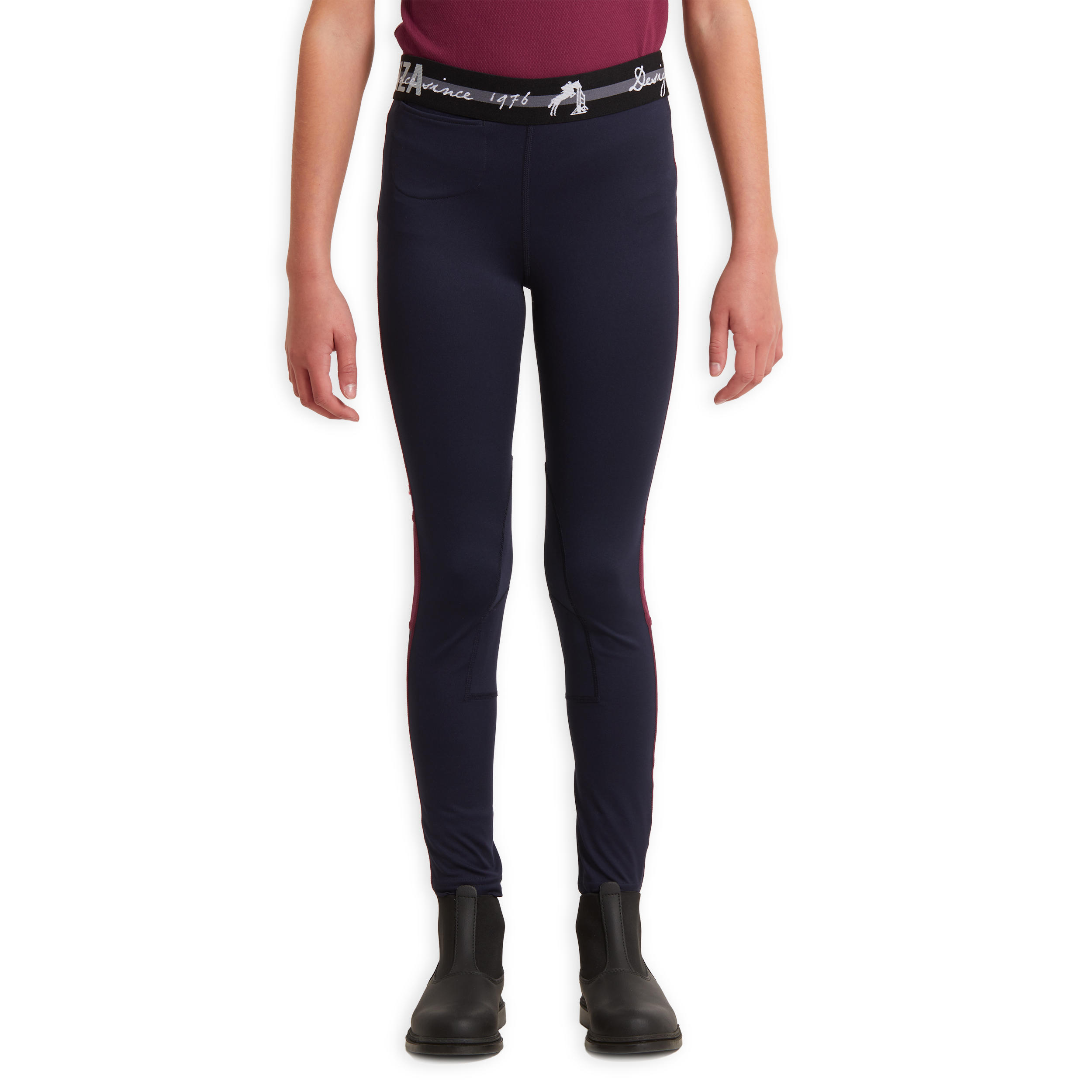 Kids' Horse Riding Jodhpurs 100 Light - Navy Blue/Plum 3/9