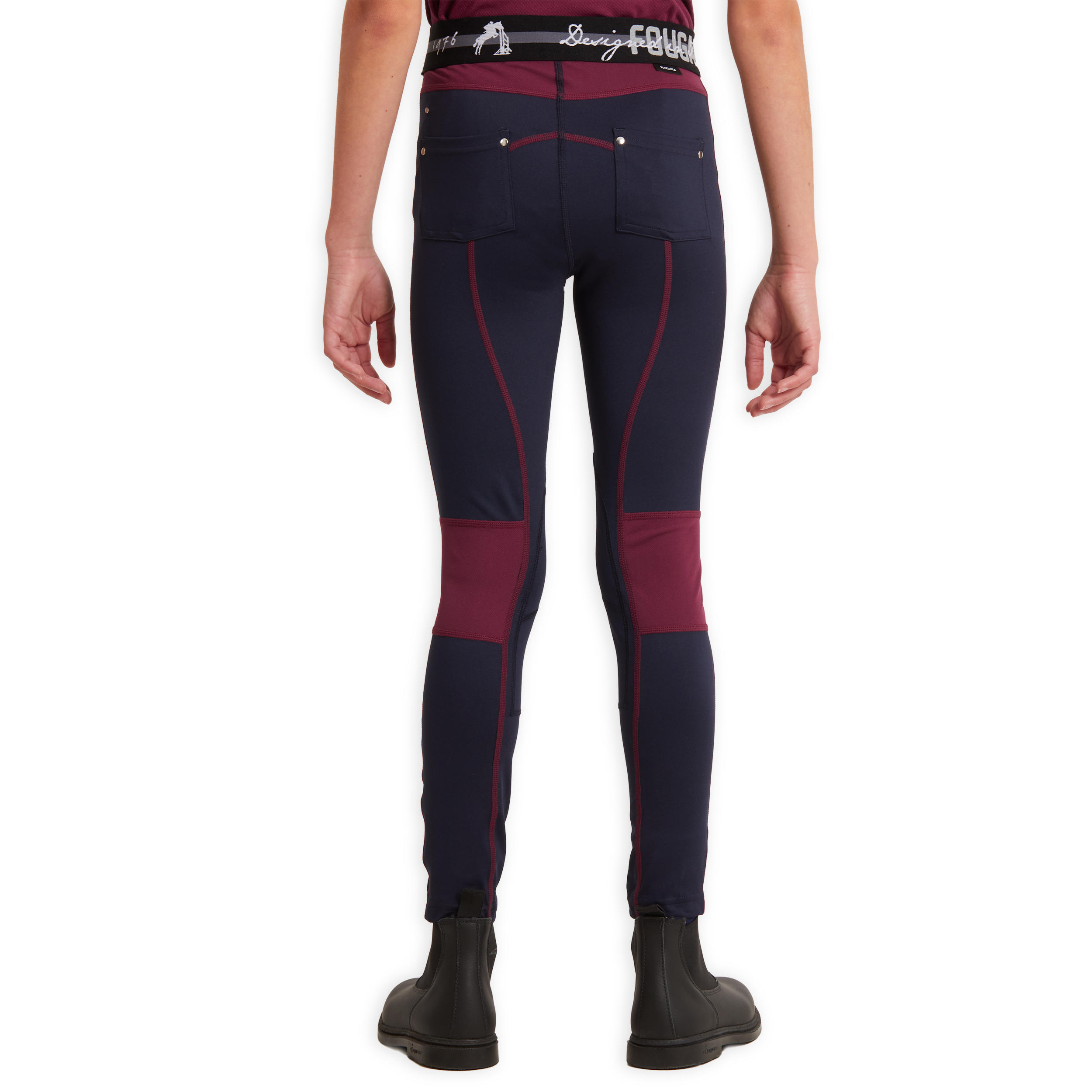 Kids' Horse Riding Jodhpurs 100 Light - Navy Blue/Plum 6/9