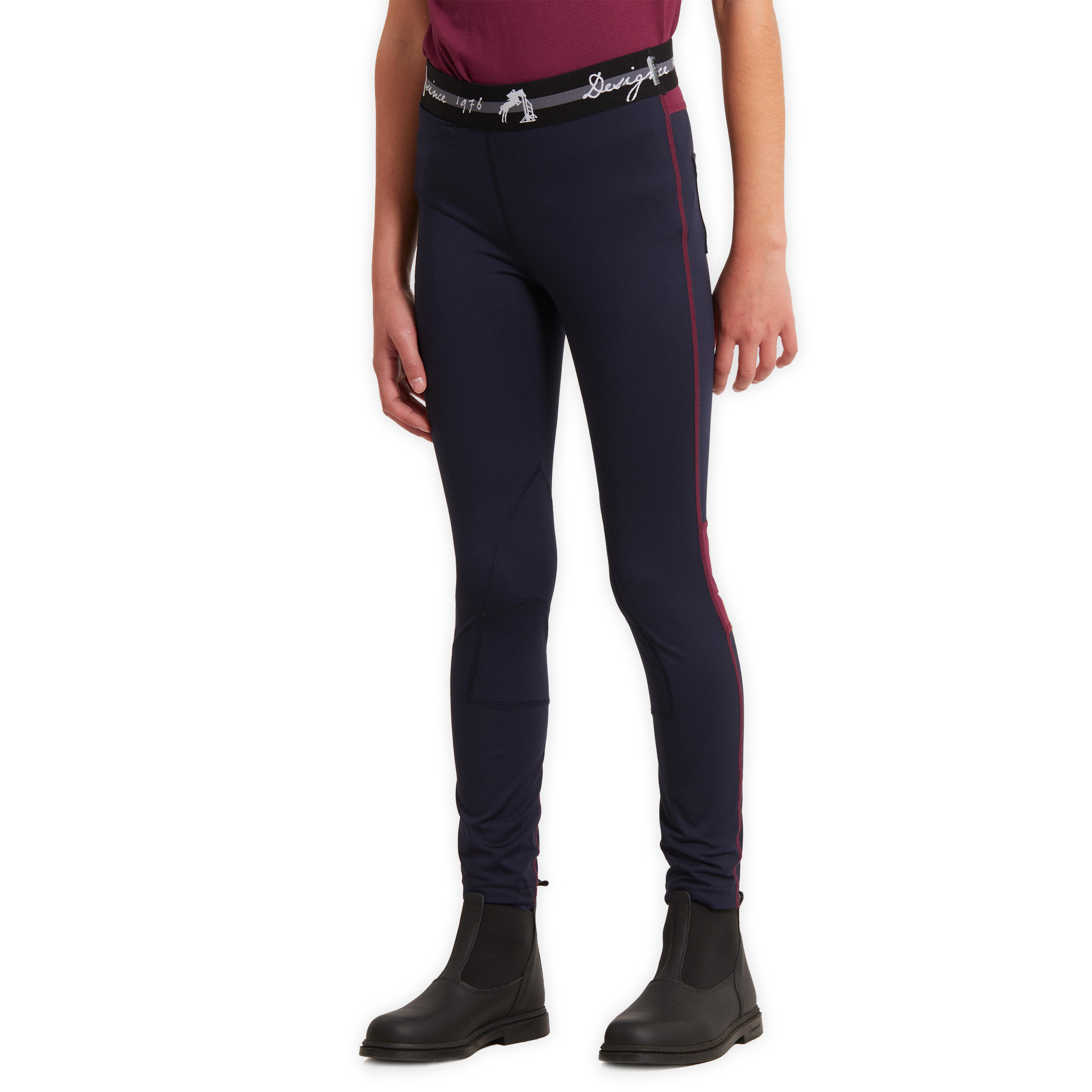 Kids' Horse Riding Jodhpurs 100 Light - Navy Blue/Plum 4/9