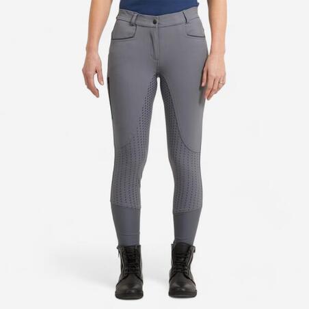 Women's Equestrian Jodhpurs 580 Light Fullgrip - Grey - Decathlon