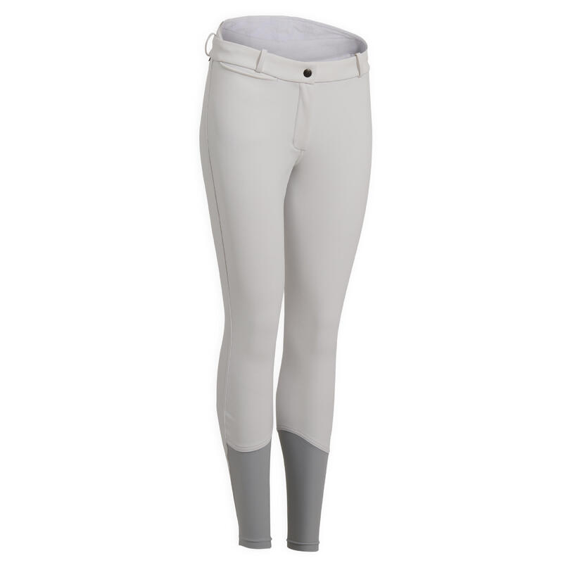 Pantalon concours chaud et déperlant équitation femme KIPWARM blanc