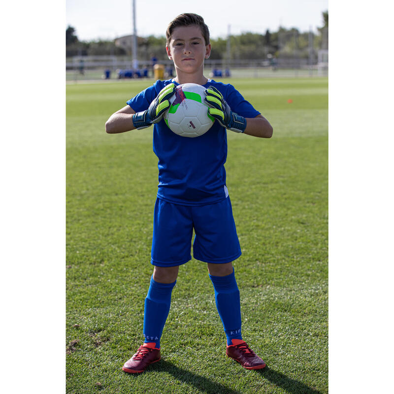 Guantes Portero Fútbol F500 Niños Azul y Amarillo