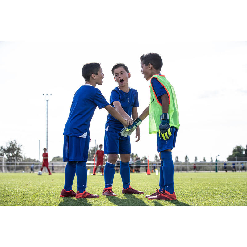 Guantes Portero Fútbol F500 Niños Azul y Amarillo