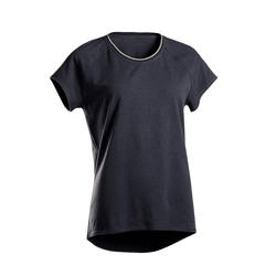 T-SHIRT YOGA DOUX FEMME EN COTON ISSU DE L'AGRICULTURE BIOLOGIQUE NOIR