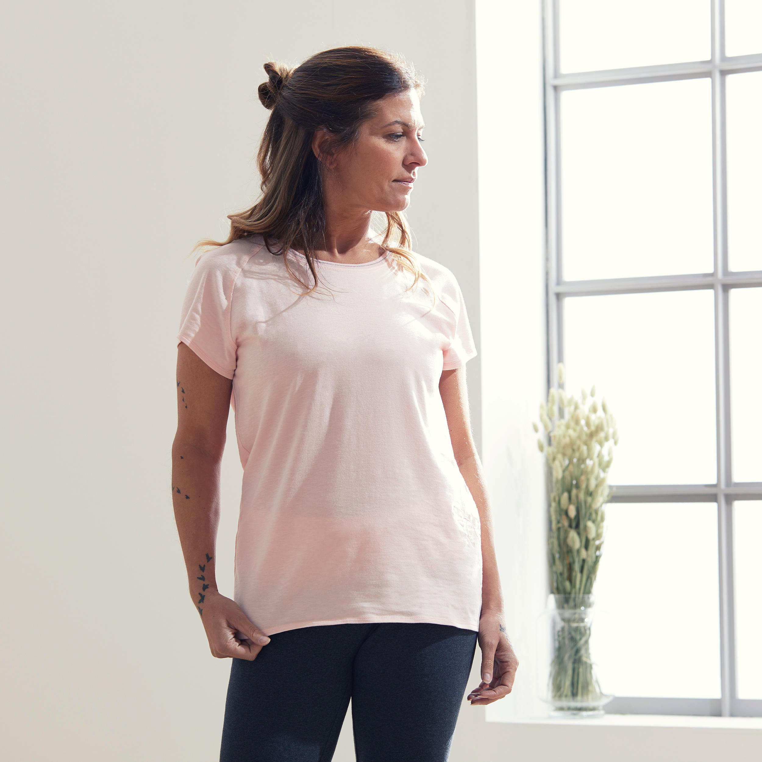 KIMJALY Women's Gentle Yoga T-Shirt - Pink