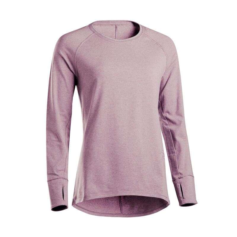 T-shirt maniche lunghe donna yoga cotone bio rosa
