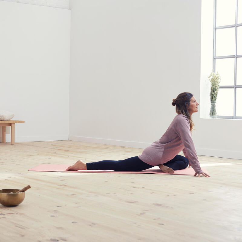 Yogalegging katoen dames zwart grijs