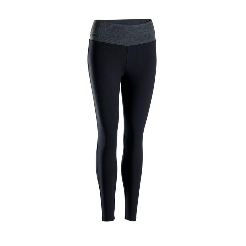 LEGGINGS DE YOGA SUAVE EM ALGODÃO MULHER PRETO/CINZENTO