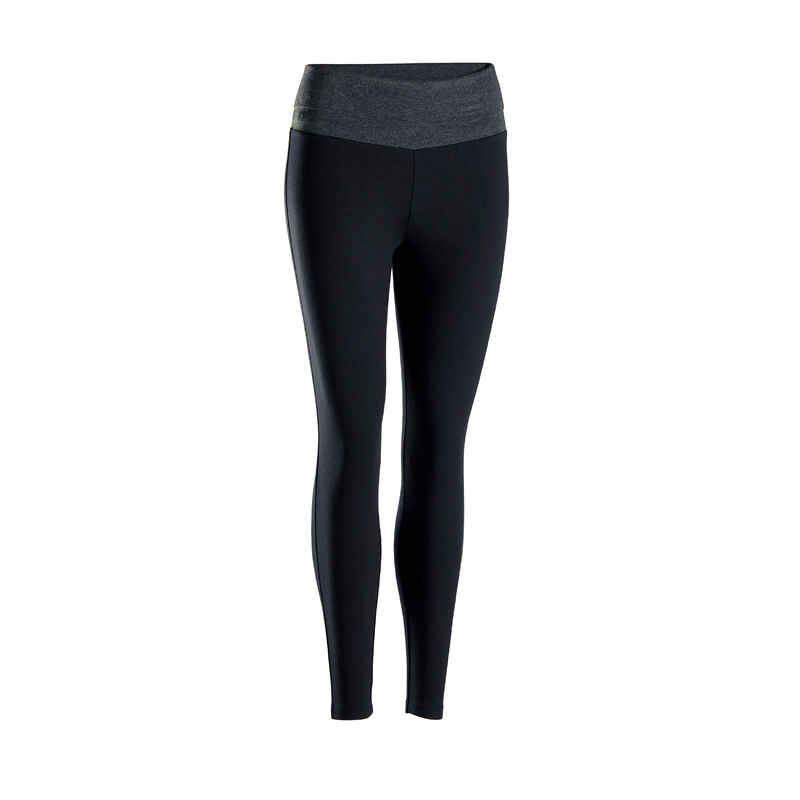 Leggings sanftes Yoga Baumwolle Ecodesign Damen schwarz/grau  Medien 1