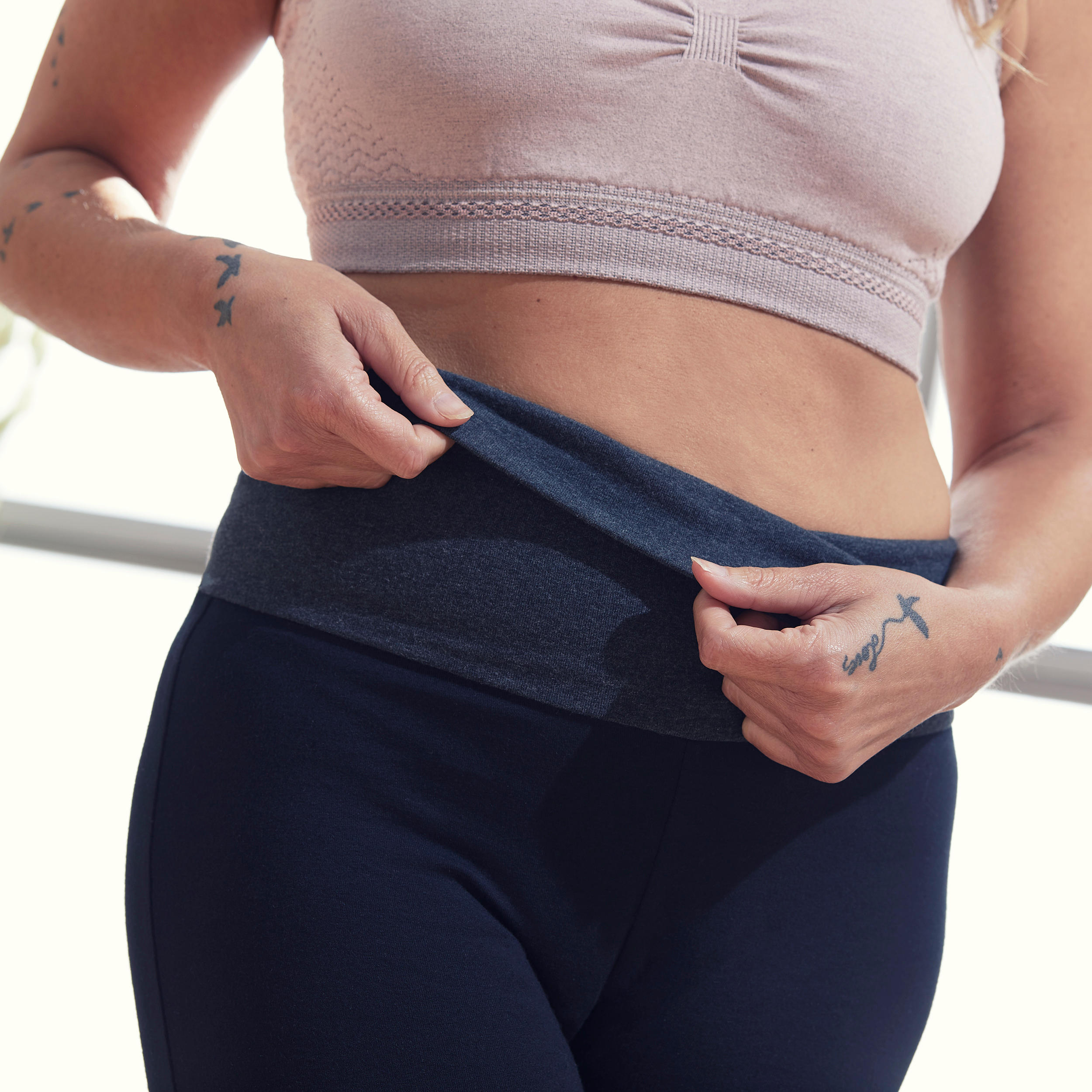Women's Cotton Yoga Leggings - Black/Grey 18/28