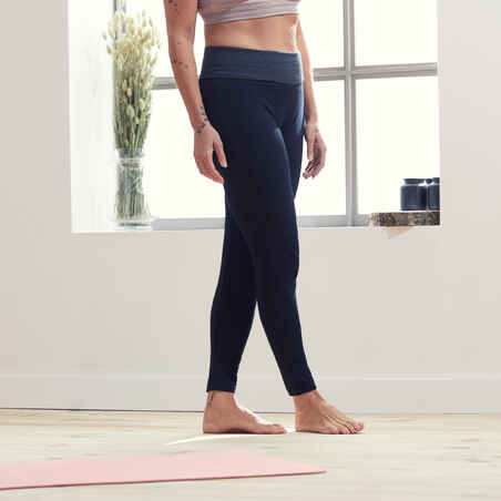 Leggings Yoga aus umweltbewusst hergestellter Baumwolle Damen schwarz/grau 