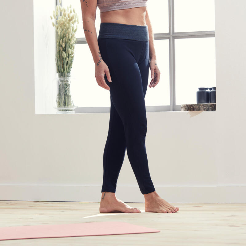 LEGGINGS DE YOGA SUAVE EM ALGODÃO MULHER/CINZENTO KIMJALY - Decathlon