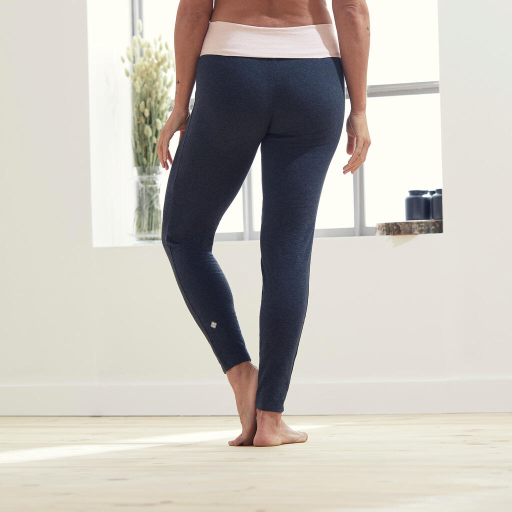 Mallas de yoga de algodón gris y rosa para mujer