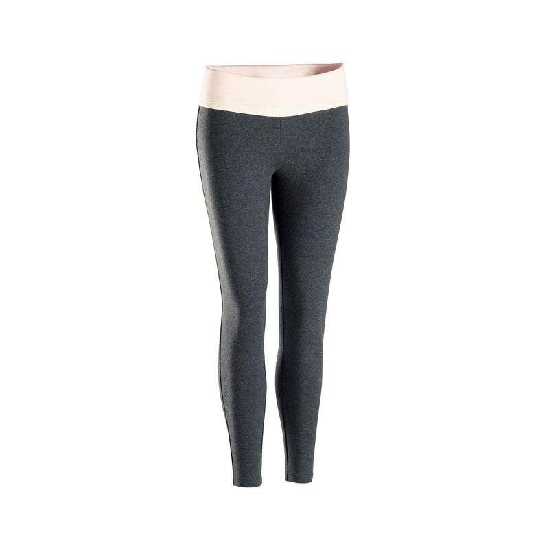 LEGGING COTON YOGA FEMME GRIS / ROSE