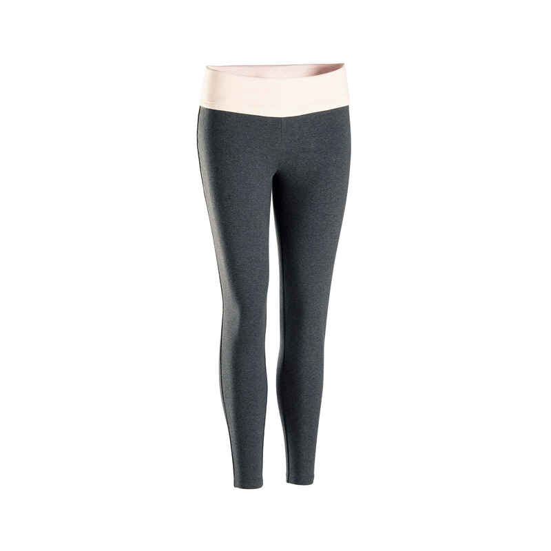 Leggings sanftes Yoga Baumwolle Ecodesign Damen grau/rosa 