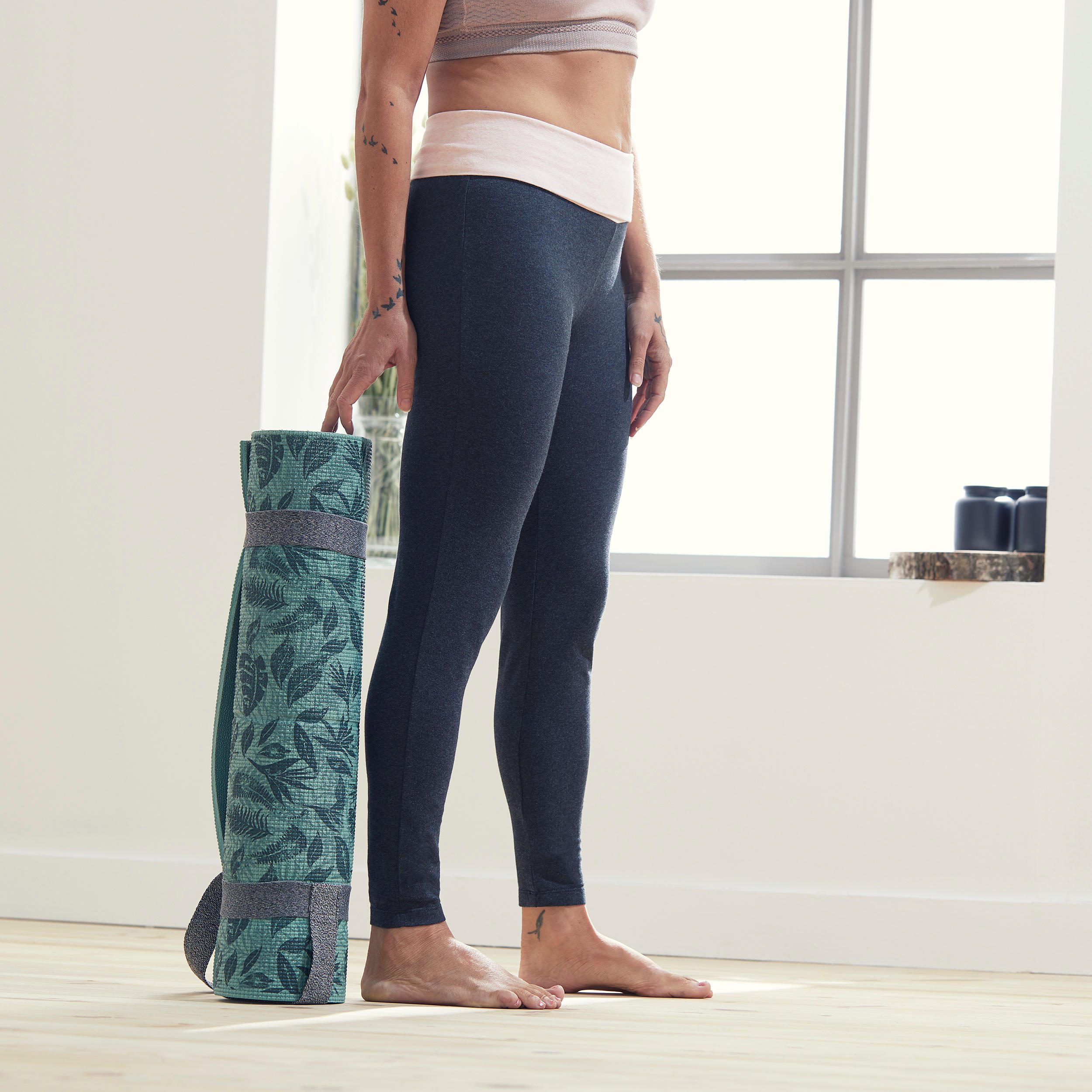 KIMJALY Women's Yoga Cotton Leggings - Grey/Pink