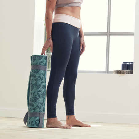 Women's Cotton Yoga Leggings - Grey/Pink