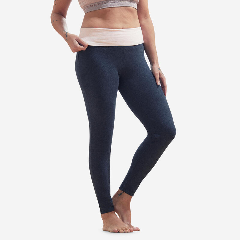 Leggings Yoga Damen Baumwolle - grau/rosa