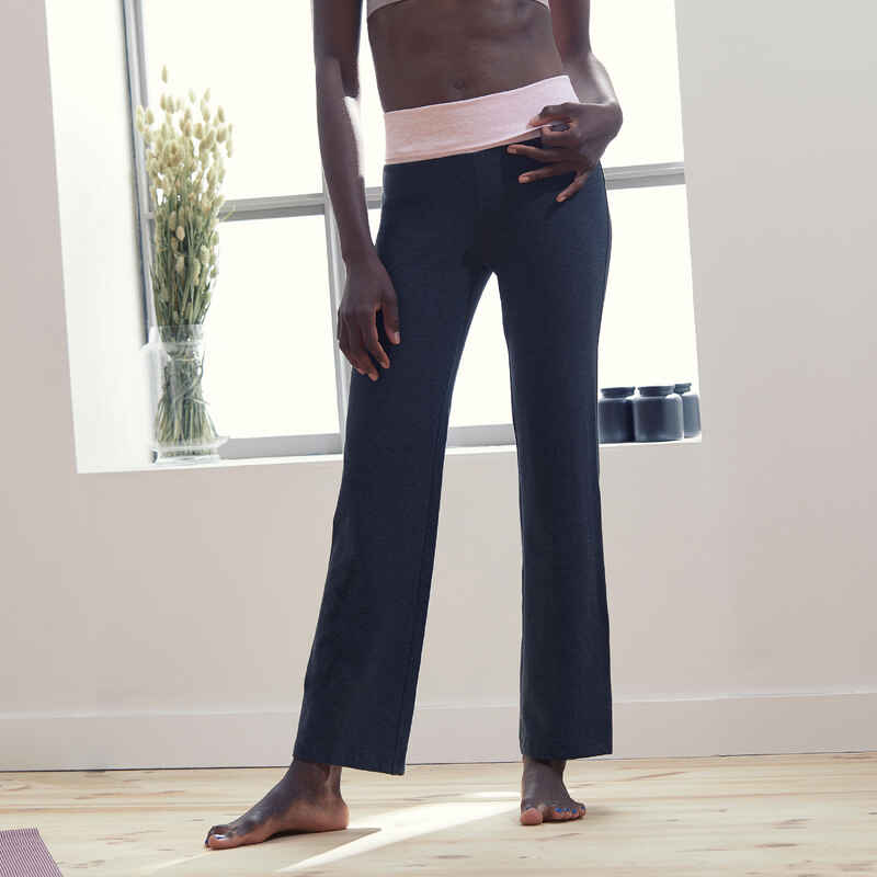 Yoga Damen Jogginghose Biobaumwolle - grau/rosa
