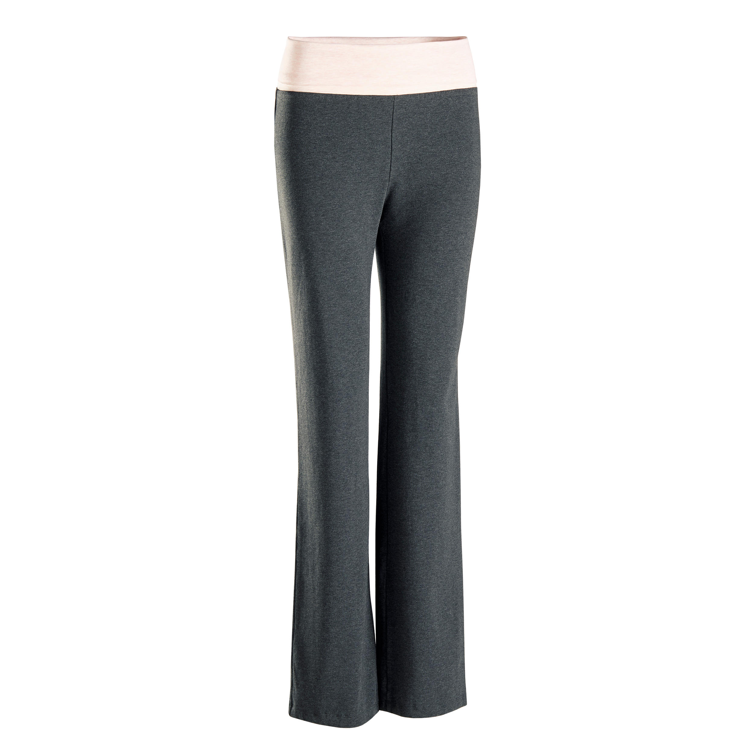 PANTALÓN DE YOGA MUJER ALGODÓN ORGÁNICO GRIS/ROSADO - Decathlon