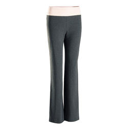 PANTALÓN YOGA SUAVE MUJER ALGODÓN AGRICULTURA BIOLÓGICA GRIS/ROSA 