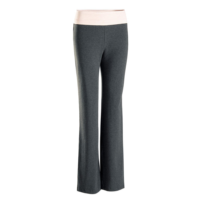 Pantaloni donna yoga cotone grigio-rosa