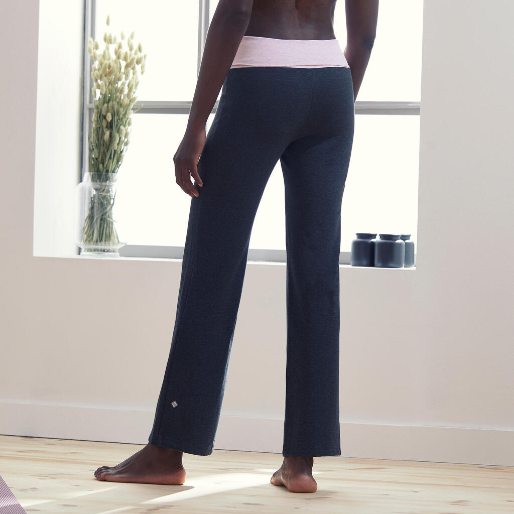 Pantalón de Yoga de Algodón para Mujer Gris Rosa Ecodiseñado