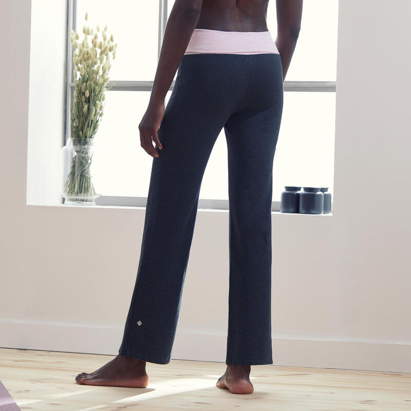 Pantalon chandal corte recto anchos fitness y yoga para mujer gris